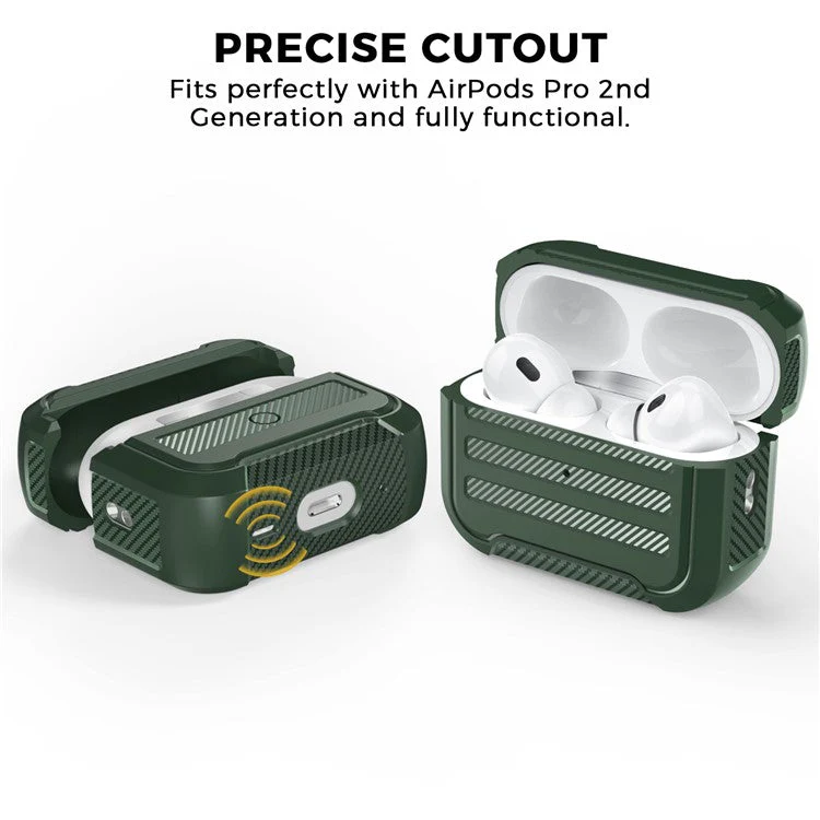 AHASTYLE PT115-PRO For AirPods Pro 2 Silicone Drop-proof Cover Split Type Bluetooth Earphone Protective Case - Green - Image 3
