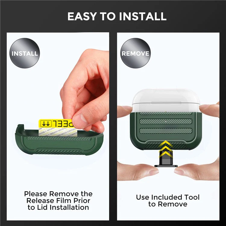 AHASTYLE PT115-PRO For AirPods Pro 2 Silicone Drop-proof Cover Split Type Bluetooth Earphone Protective Case - Green - Image 5