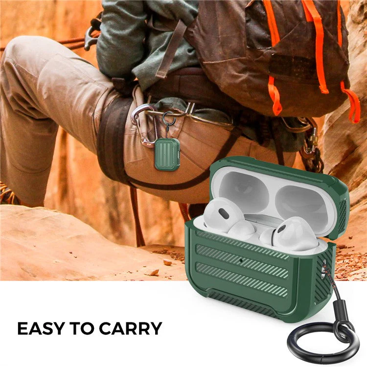 AHASTYLE PT115-PRO For AirPods Pro 2 Silicone Drop-proof Cover Split Type Bluetooth Earphone Protective Case - Green - Image 6