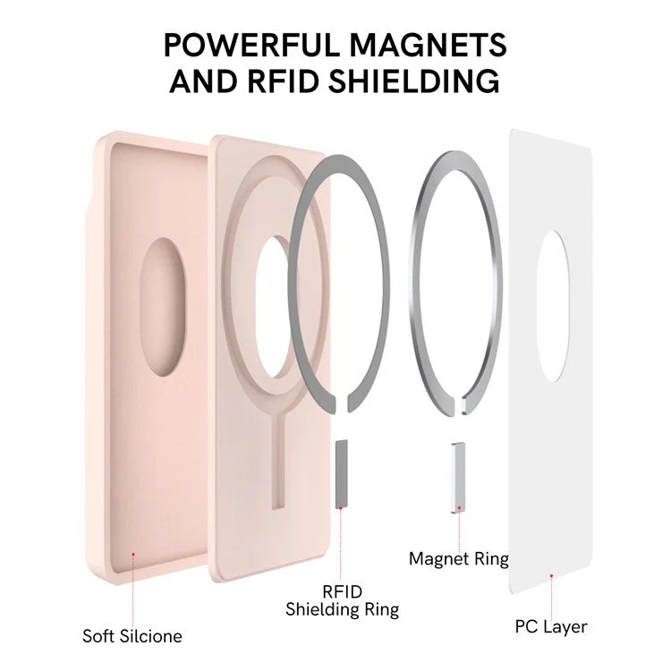 AHASTYLE PT133-A Magnetic Phone Card Holder Mobile Phone Credit Card Sleeve Wallet Pocket - Pink - Image 4