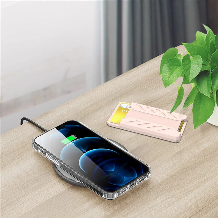 AHASTYLE PT133-A Magnetic Phone Card Holder Mobile Phone Credit Card Sleeve Wallet Pocket - Pink - Image 7