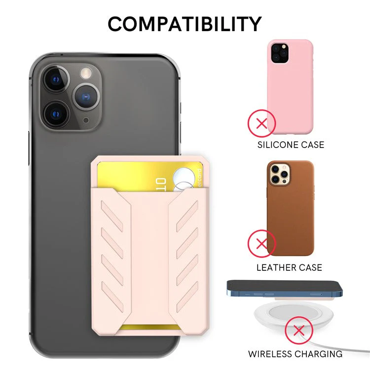AHASTYLE PT133-A-S Phone Back Card Holder Adhesive Stick-On Card Slot Pocket - Pink - Image 2