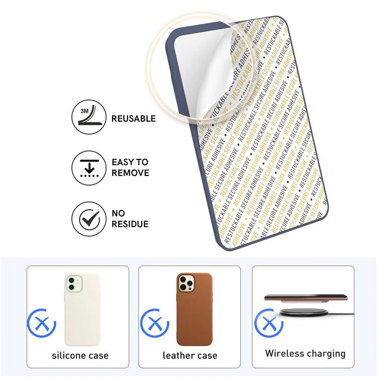AHASTYLE PT133-C-S Adhesive Credit ID Card Holder Mobile Phone Back Card Pocket - Midnight Blue - Image 3
