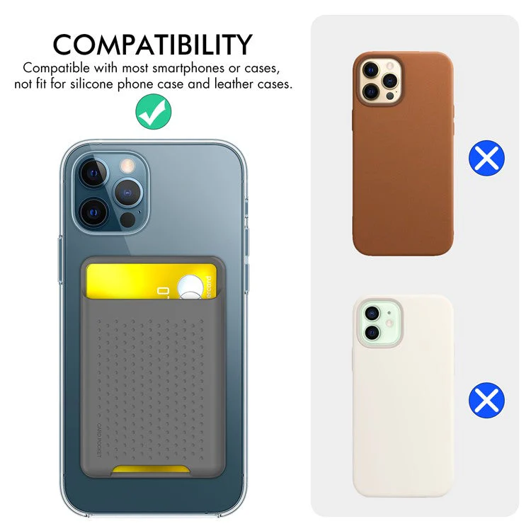 AHASTYLE PT133-S Adhesive Phone Card Pocket Mobile Phone Stick-On Credit Card Holder - Grey - Image 2