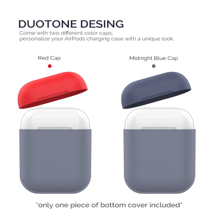 AHASTYLE PT38 Earphone Case for AirPods with Charging Case (2016) / (2019) / AirPods with Wireless Charging Case (2019) Earbud Silicone Cover - Midnight Blue+Red - Image 3