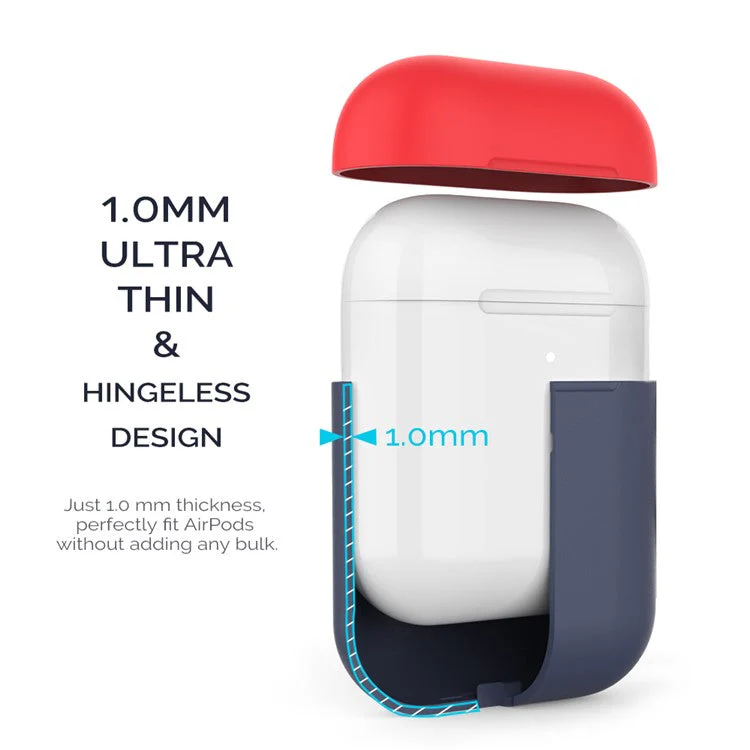 AHASTYLE PT38 Earphone Case for AirPods with Charging Case (2016) / (2019) / AirPods with Wireless Charging Case (2019) Earbud Silicone Cover - Midnight Blue+Red - Image 4