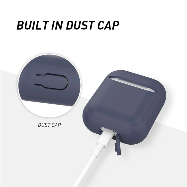 AHASTYLE PT88 Silicone Case for AirPods with Charging Case (2016) / (2019) / AirPods with Wireless Charging Case (2019) Earphone Cover - Midnight Blue - Image 6