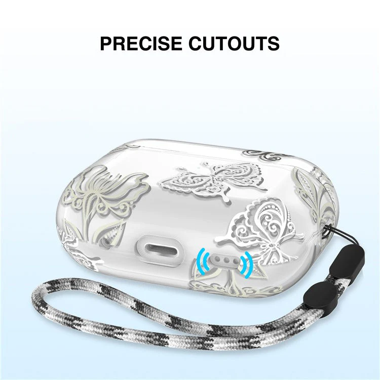 AHASTYLE WE17 Silicone Case for AirPods Pro 2 , Butterfly Printing Bluetooth Earphone Protective Cover - Image 2