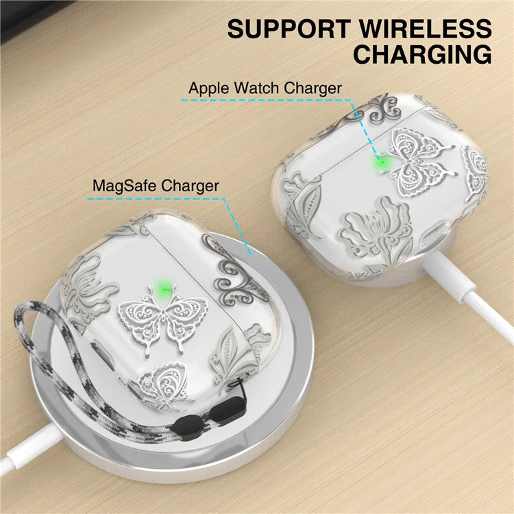 AHASTYLE WE17 Silicone Case for AirPods Pro 2 , Butterfly Printing Bluetooth Earphone Protective Cover - Image 4