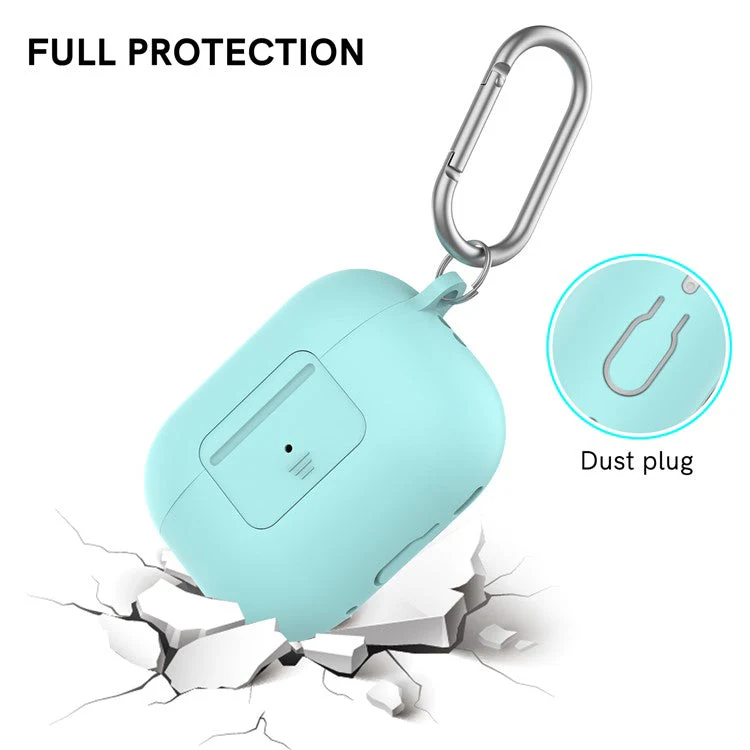 AHASTYLE WG108 Silicone Case for AirPods Pro 2 Case Cover Anti-Fall Integrated Bluetooth Headset Protector with Strap, Hook - Mint Green - Image 4