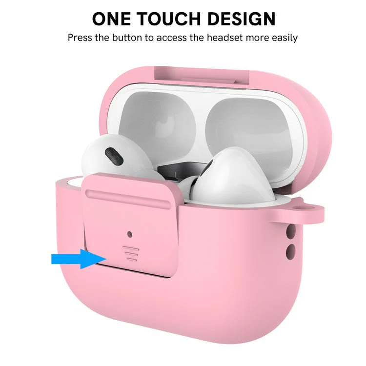 AHASTYLE WG108 Silicone Case for AirPods Pro 2 Case Cover Anti-Fall Integrated Bluetooth Headset Protector with Strap, Hook - Pink - Image 5