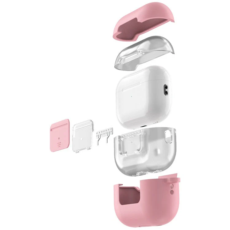 AHASTYLE WG108 Silicone Case for AirPods Pro 2 Case Cover Anti-Fall Integrated Bluetooth Headset Protector with Strap, Hook - Pink - Image 8