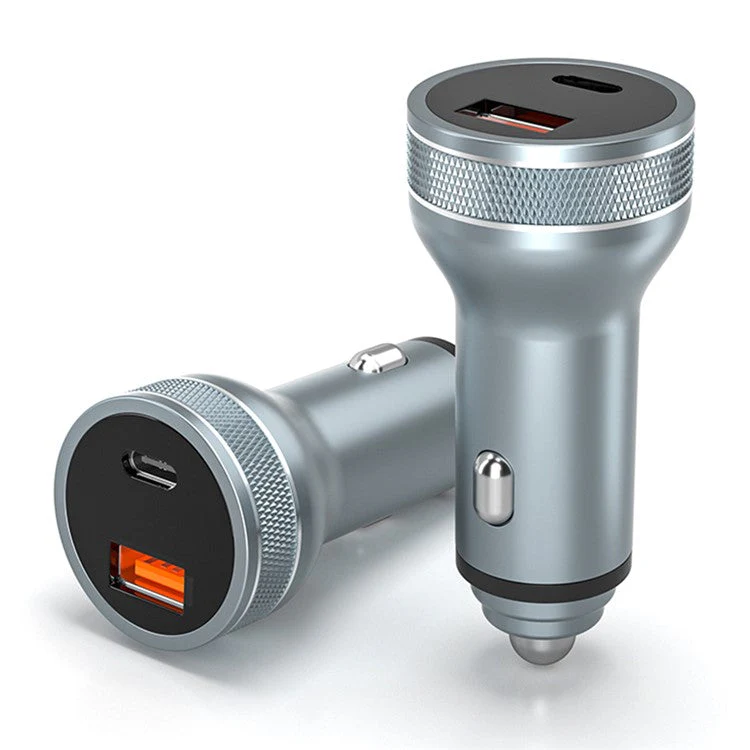 Aluminum Alloy Fast Charging Adapter USB 18W + Type-C PD 20W Mini Car Charger with Digital Display - Image 2