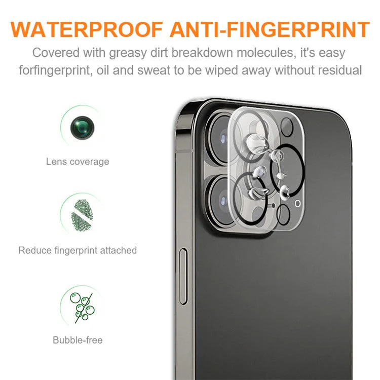AMORUS for iPhone 14 Pro 6.1 inch Full Cover Camera Lens Protector Full Glue Tempered Glass Anti-Scratch Silk Printing Black Circle Camera Lens Film - Image 2