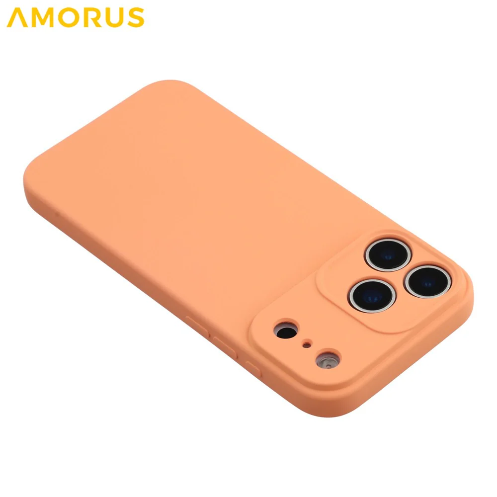 AMORUS For iPhone 17 Pro Max Case Precise Cutouts TPU Fiber Lining Shockproof Phone Cover - Orange - Image 5