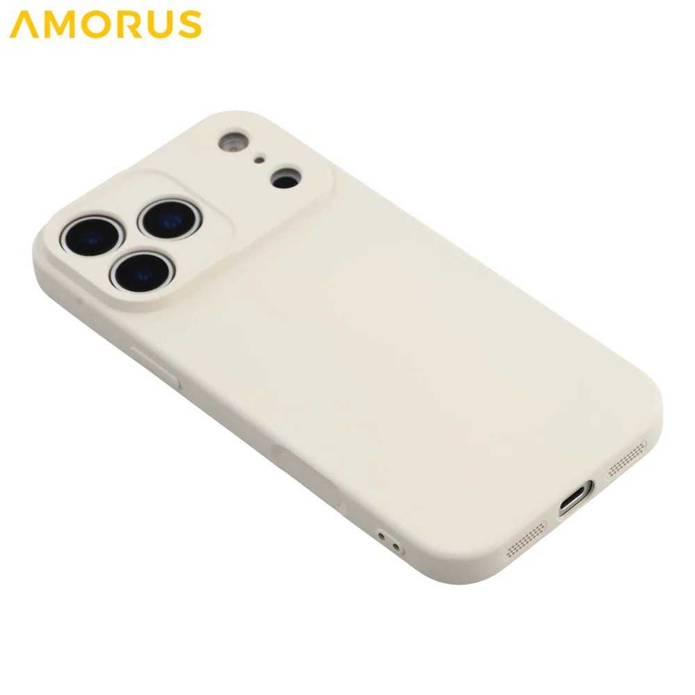 AMORUS For iPhone 17 Pro Max Case Precise Cutouts TPU Fiber Lining Shockproof Phone Cover - White - Image 4