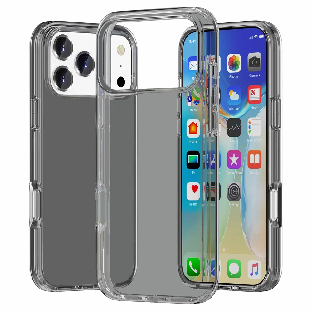 AMORUS For iPhone 17 Pro Max Case Soft TPU Hard PC Back Shockproof Phone Cover - Clear Black - Image 5
