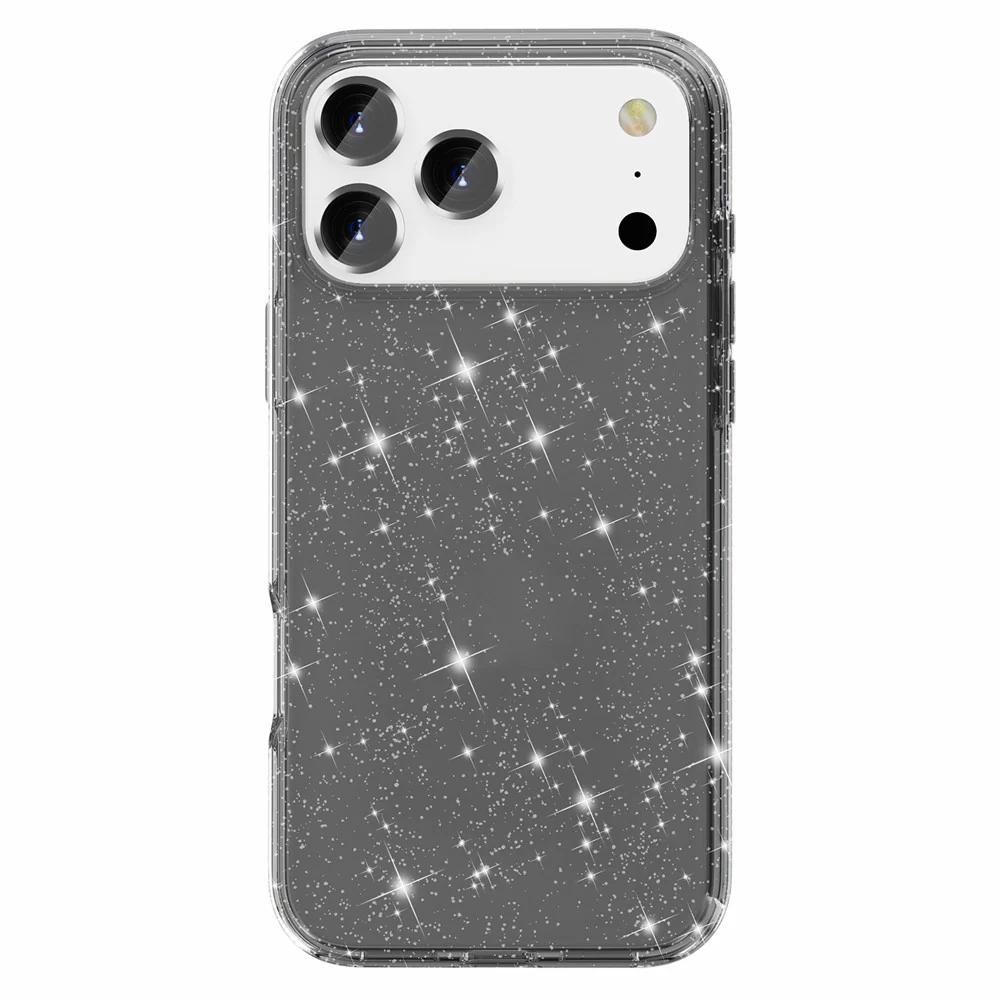 AMORUS For iPhone 17 Pro Max Case Soft TPU Hard PC Back Shockproof Phone Cover - Glitter Black - Image 3