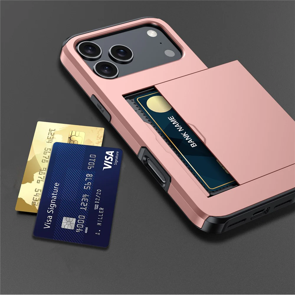 AMORUS For iPhone 17 Pro Max Case with Sliding Card Holder PC TPU Phone Back Cover - Army Green - Image 5