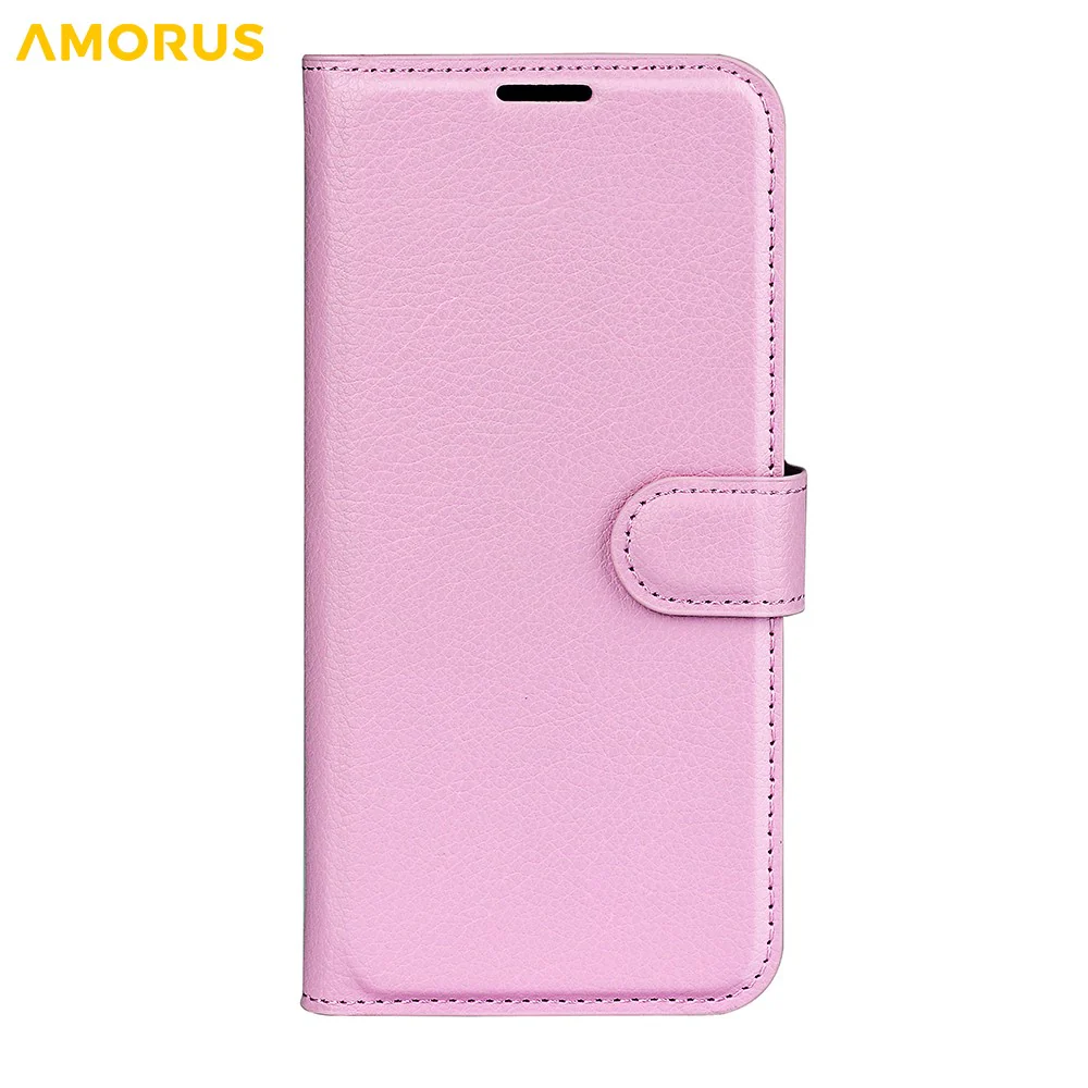 AMORUS For iPhone 17 Pro Max Wallet Case Litchi Texture Shockproof Leather Flip Stand Phone Cover - Pink - Image 5