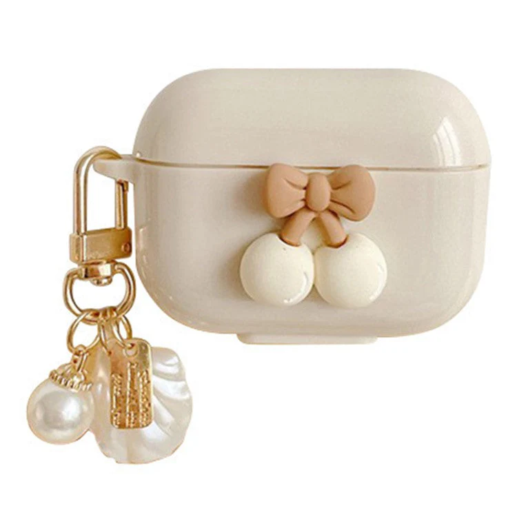 Anti-scratch Cover for AirPods Pro 2 Cherry Decor TPU Earphone Sleeve with Pendant
