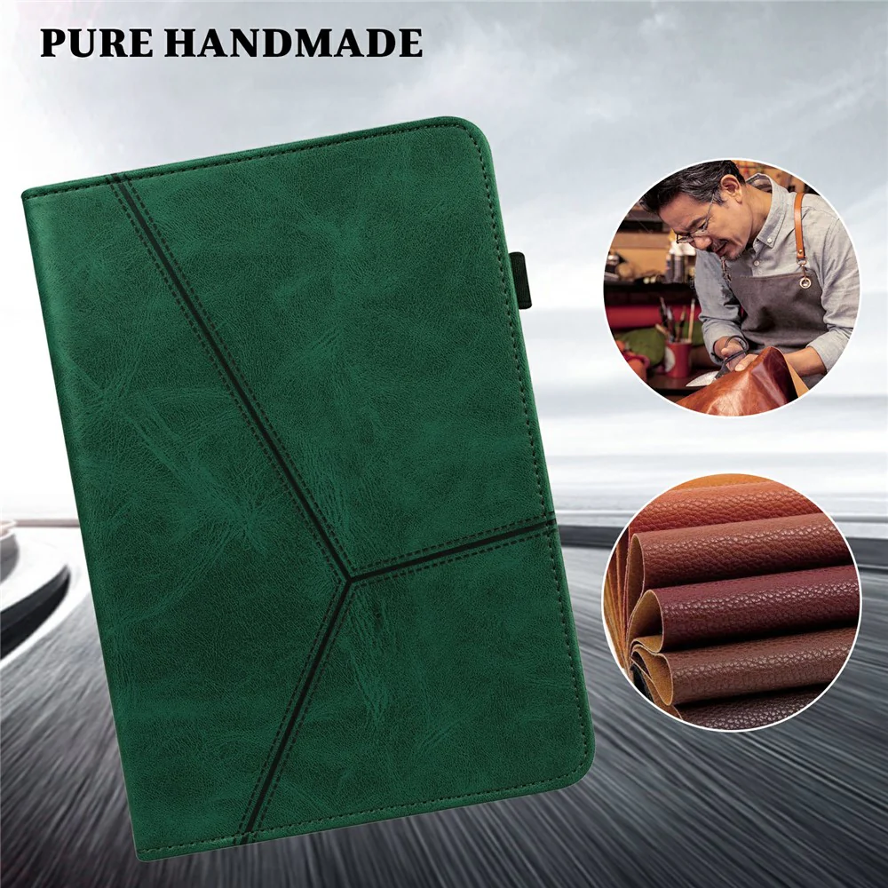 Anti-Scratch Plain Leather Tablet Stand Cover with Card Holder for Lenovo Tab M10 Plus/M10 FHD Plus TB-X606F/TB-606X - Green - Image 2