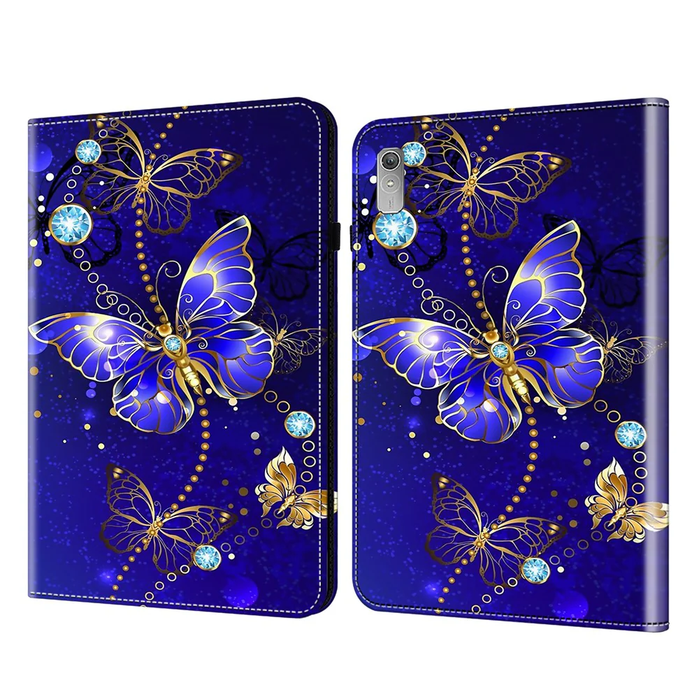 Anti-scratch PU Leather Tablet Case For Lenovo Tab P11 Gen 2 Pattern Printing Stand Card Holder Cover - Diamond Butterfly