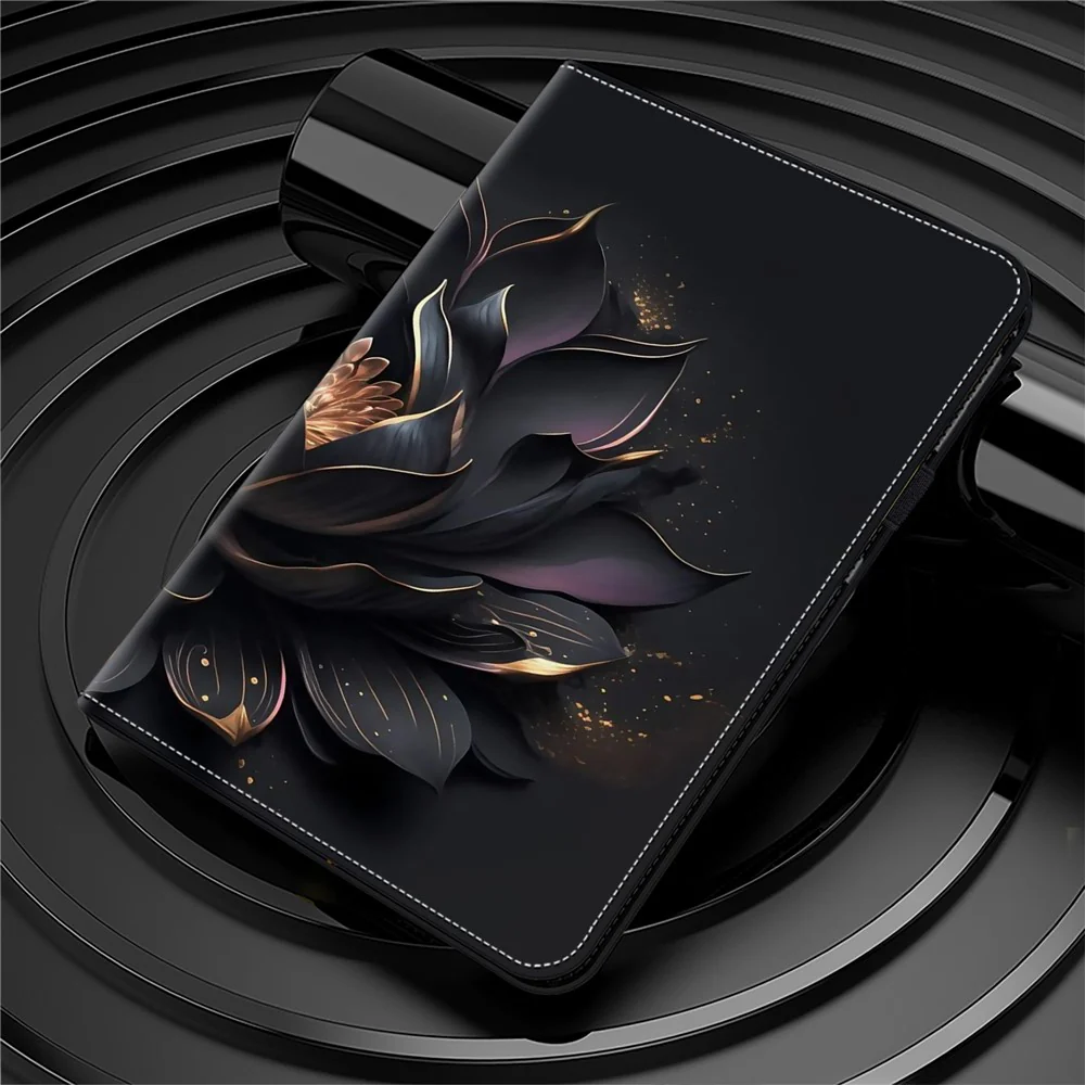 Anti-scratch PU Leather Tablet Case For Lenovo Tab P11 Gen 2 Pattern Printing Stand Card Holder Cover - Purple Lotus - Image 6