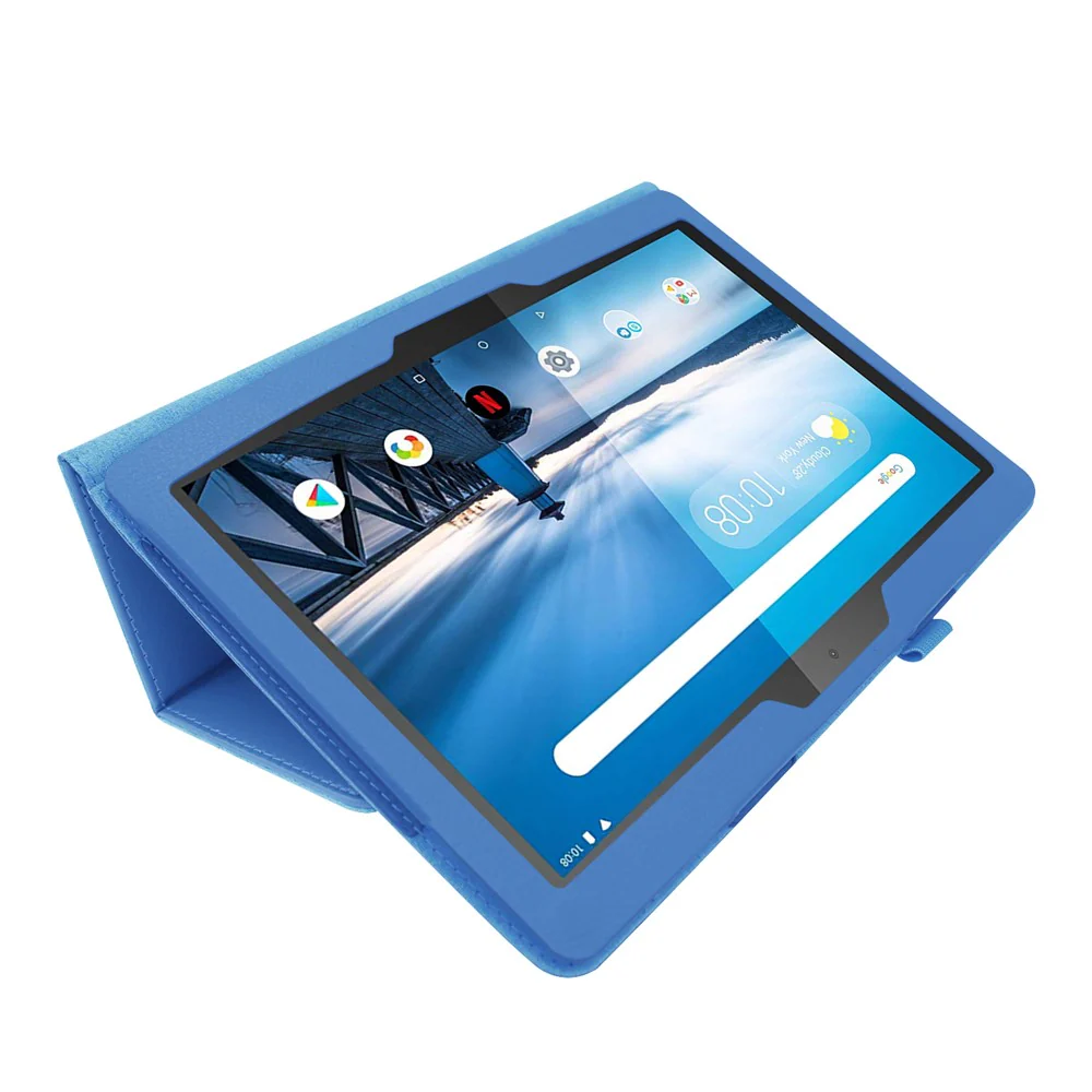 Anti-scratch Shockproof Litchi Texture Leather Stand Protective Phone Case Cover for Lenovo Tab M10 TB-X605F - Baby Blue - Image 4