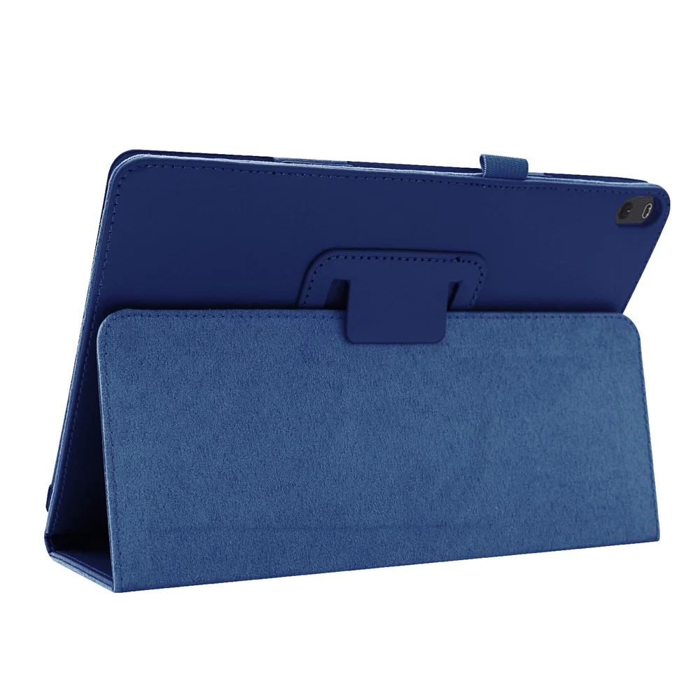Anti-scratch Shockproof Litchi Texture Leather Stand Protective Phone Case Cover for Lenovo Tab M10 TB-X605F - Dark Blue - Image 6