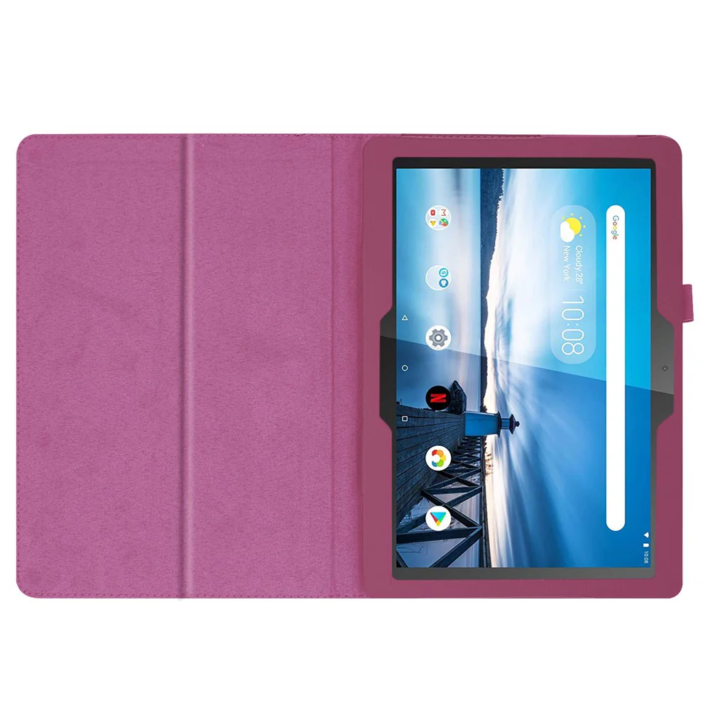 Anti-scratch Shockproof Litchi Texture Leather Stand Protective Phone Case Cover for Lenovo Tab M10 TB-X605F - Purple - Image 3