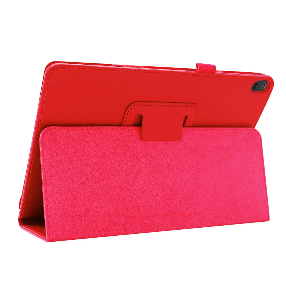 Anti-scratch Shockproof Litchi Texture Leather Stand Protective Phone Case Cover for Lenovo Tab M10 TB-X605F - Red - Image 6