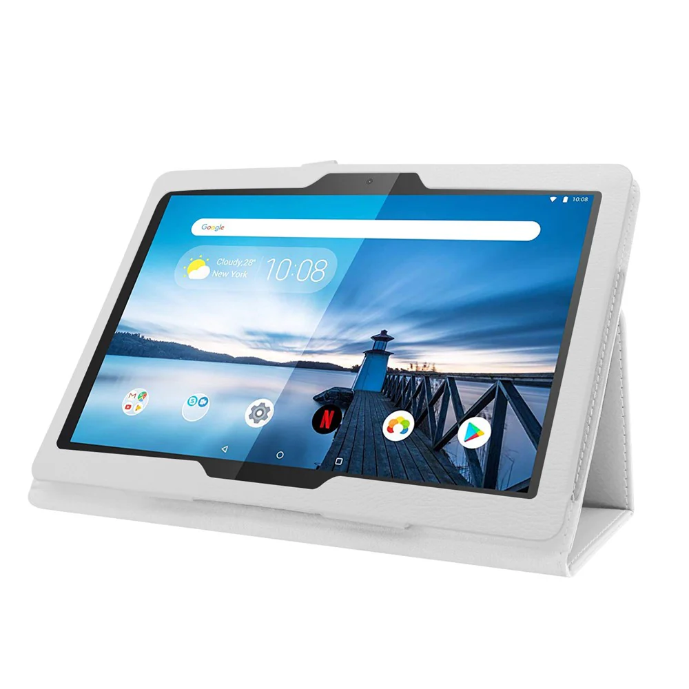 Anti-scratch Shockproof Litchi Texture Leather Stand Protective Phone Case Cover for Lenovo Tab M10 TB-X605F - White - Image 5