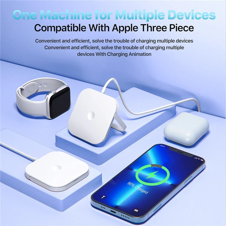 AP08 15W Max Wireless Charger Magnetic Charging Dock with Foldable Bracket for iWatch / Phone / Earbuds - Image 4