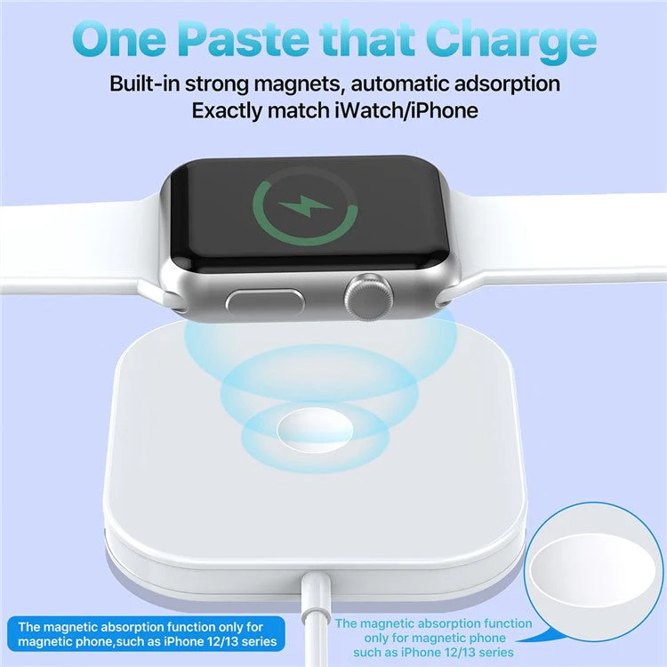 AP08 15W Max Wireless Charger Magnetic Charging Dock with Foldable Bracket for iWatch / Phone / Earbuds - Image 5