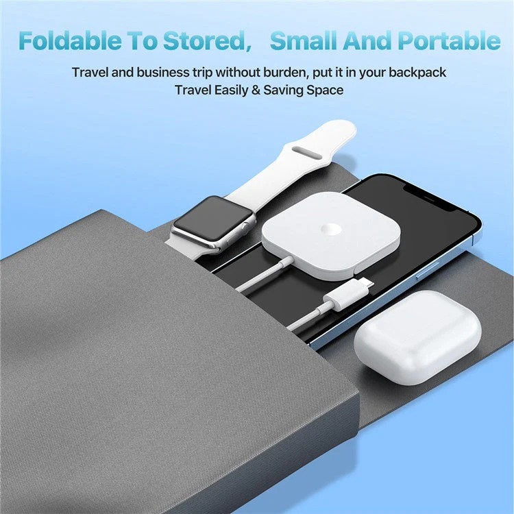 AP08 15W Max Wireless Charger Magnetic Charging Dock with Foldable Bracket for iWatch / Phone / Earbuds - Image 6