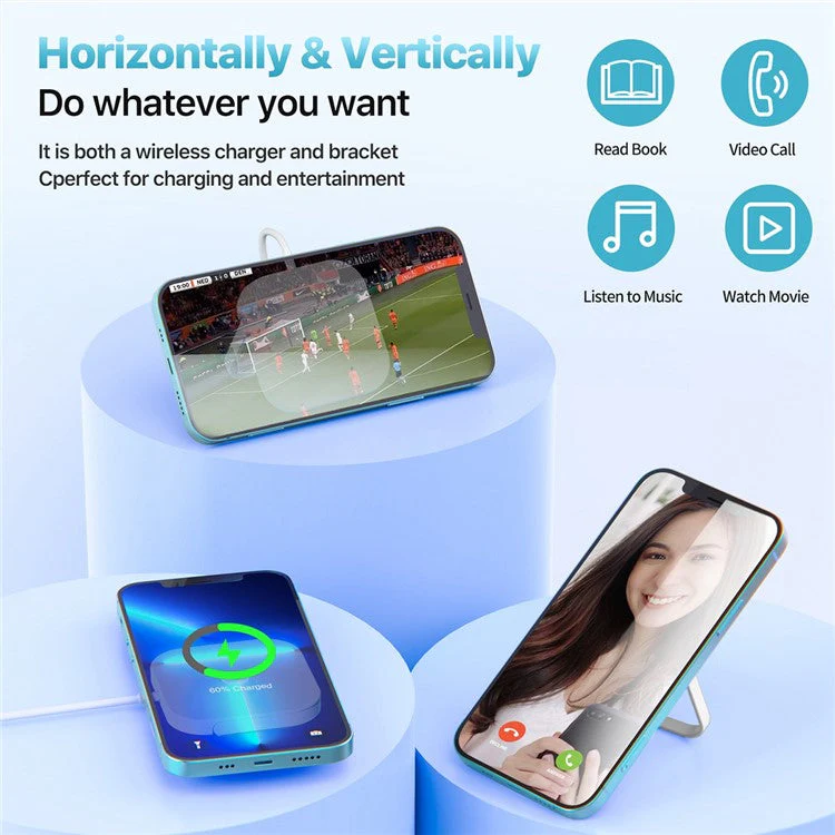 AP08 15W Max Wireless Charger Magnetic Charging Dock with Foldable Bracket for iWatch / Phone / Earbuds - Image 7