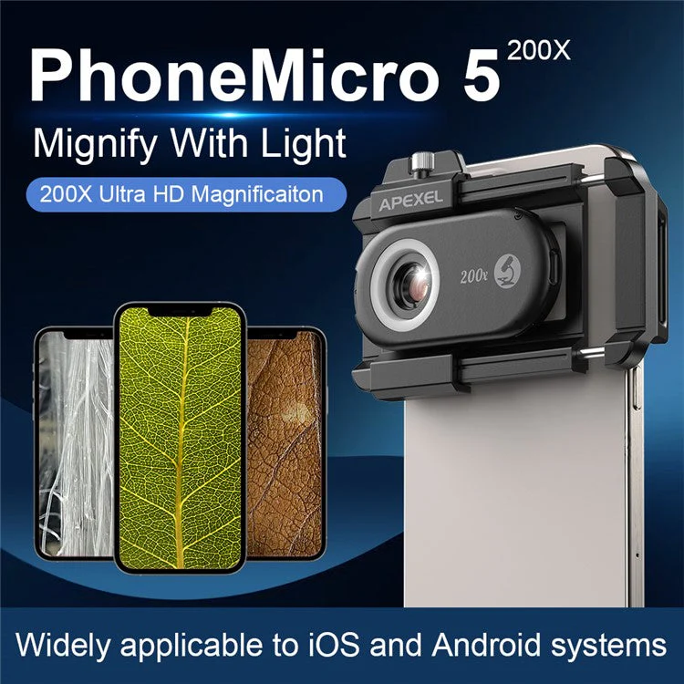 APEXEL APL-MS200 Mobile Phone Holder Clip 200x Magnification Microscope with CPL Filter - Image 4