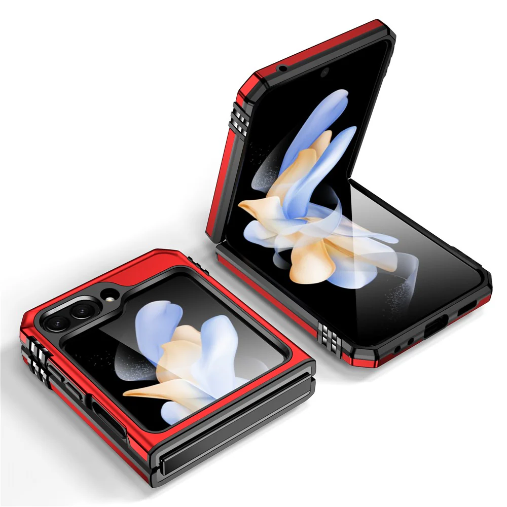 Armor Series For Samsung Galaxy Z Flip7 FE 5G / Z Flip6 5G Case Ring Kickstand PC+TPU Phone Cover - Red - Image 8