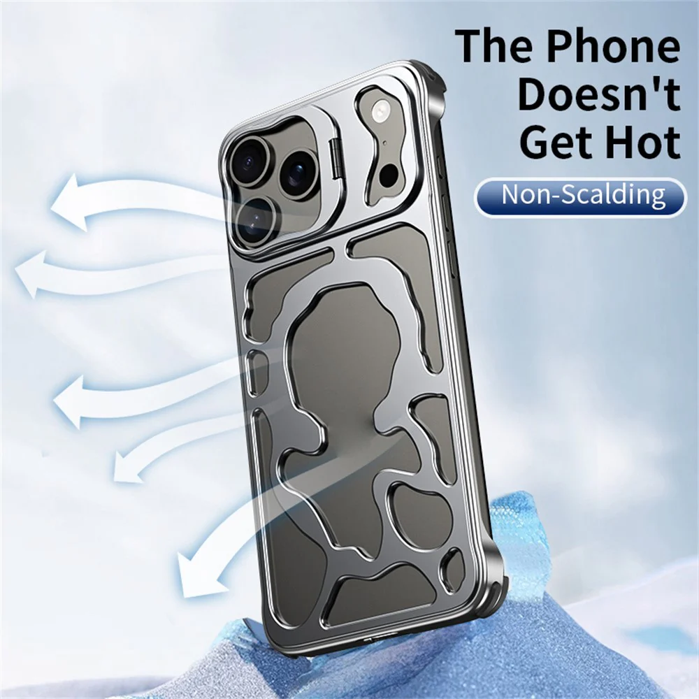 Auspicious Cloud Series For iPhone 17 Pro Max Hollow Case Aluminum Alloy Kickstand Magnetic Phone Cover - Silver - Image 4
