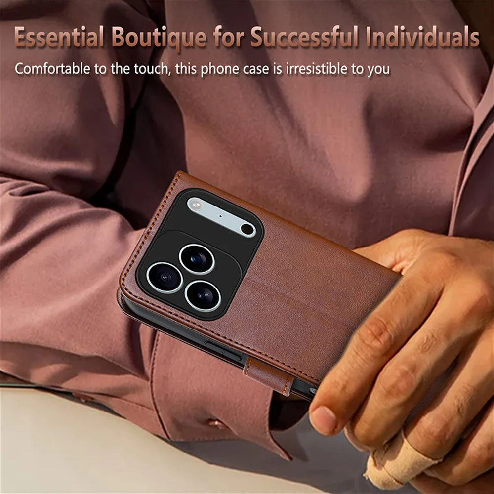 AZNS For iPhone 17 Pro Max Case Anti-Scratch PU Leather Stand Wallet Phone Cover - Black - Image 8