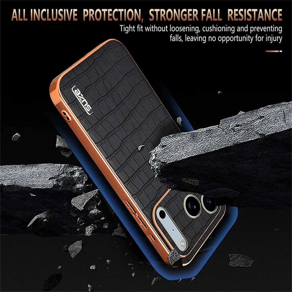 AZNS For iPhone 17 Pro Max Case Electroplating Crocodile Texture PU + TPU Phone Cover - White - Image 6