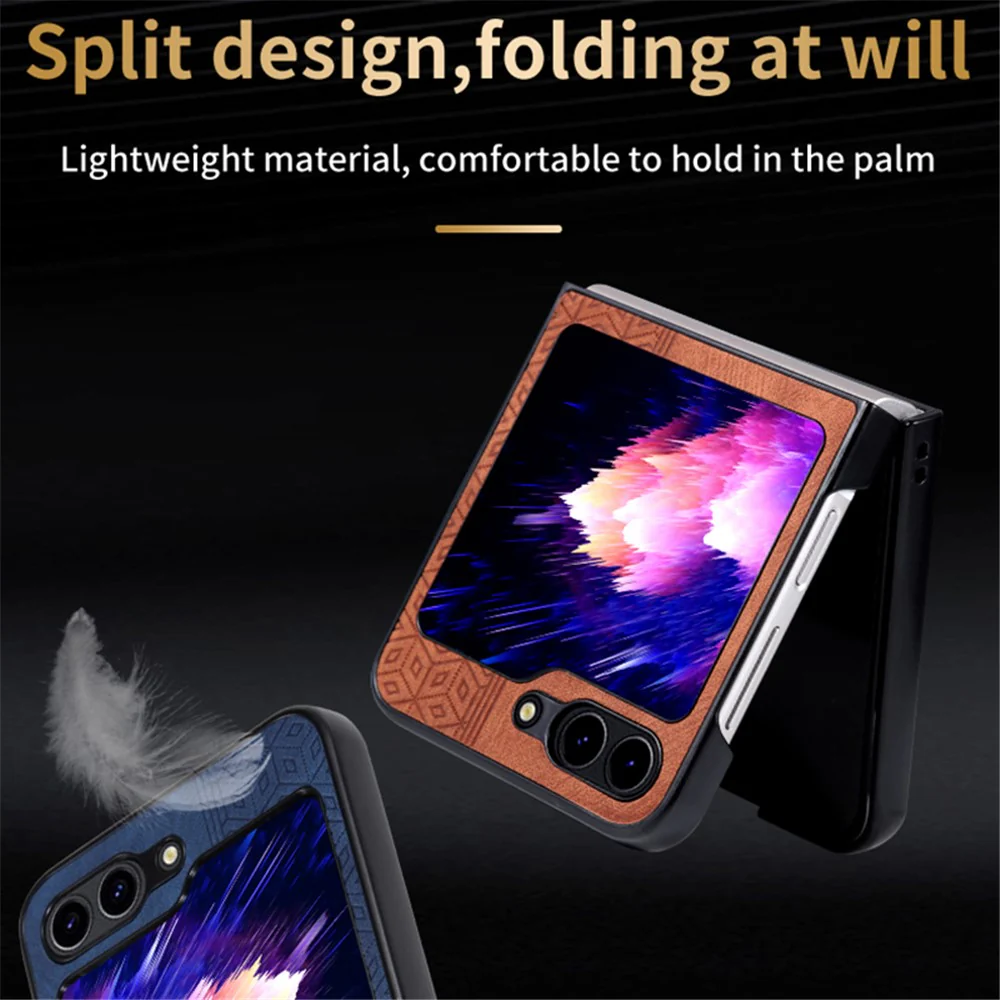AZNS For Samsung Galaxy Z Flip7 FE 5G / Z Flip6 5G Case PU Leather Coated PC Hard Phone Cover - Green - Image 8