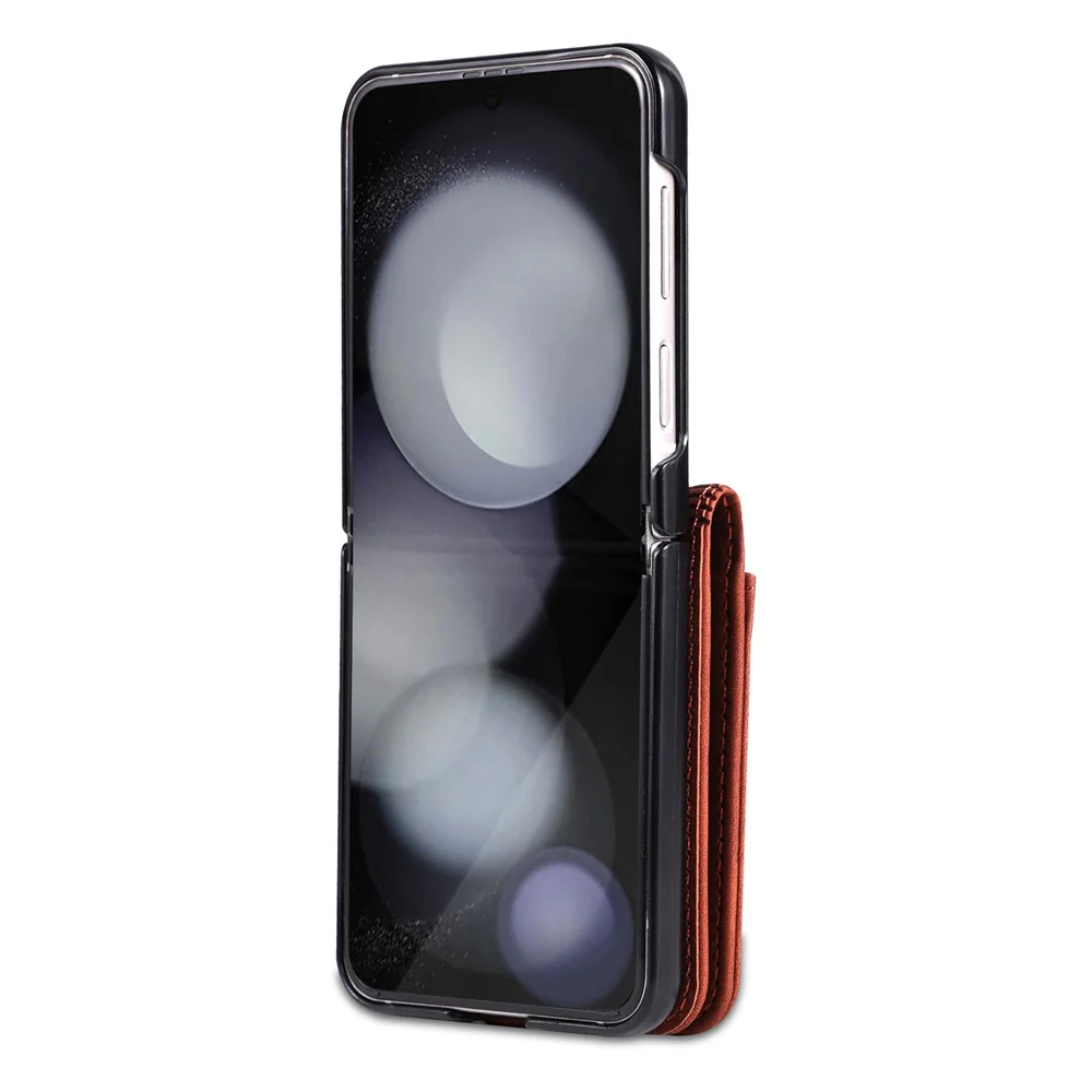 AZNS For Samsung Galaxy Z Flip7 FE 5G / Z Flip6 5G Case Ultra Thin Leather Phone Cover with Card Holder - Brown - Image 5
