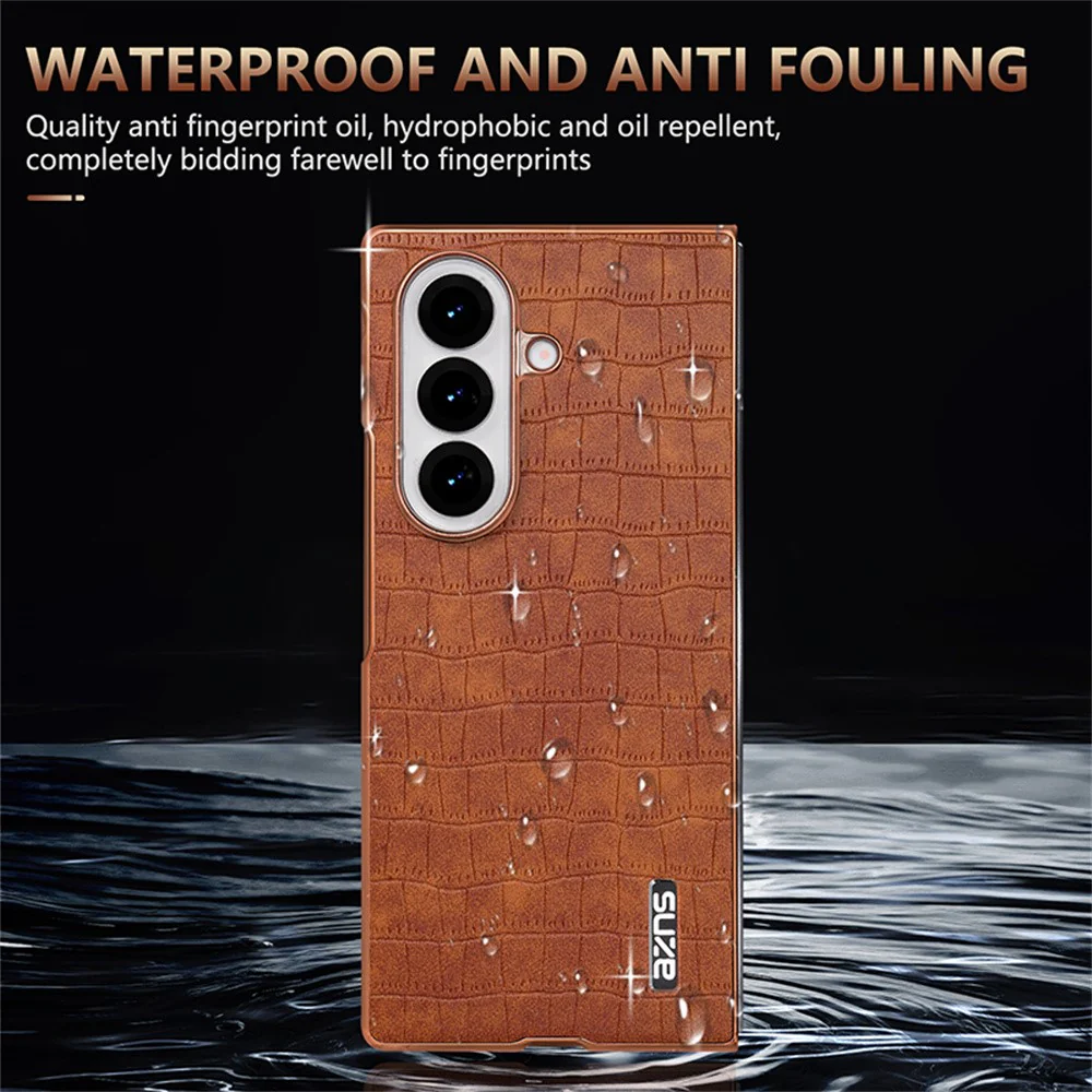 AZNS For Samsung Galaxy Z Fold7 5G Case Electroplating Crocodile Texture PU + PC Phone Cover - Blue - Image 6