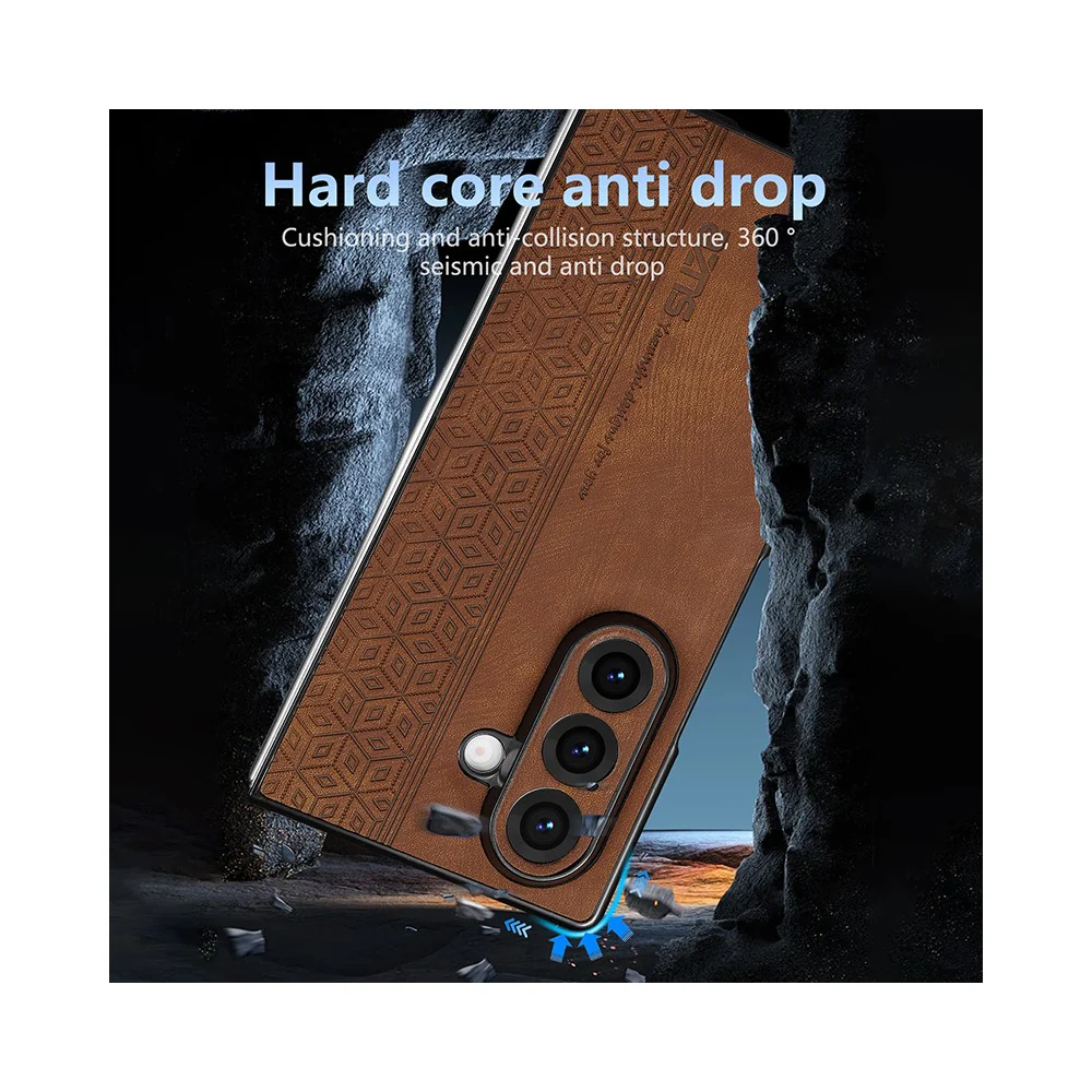 AZNS For Samsung Galaxy Z Fold7 5G Case Imprinted PU Leather Coated PC Phone Back Cover - Blue - Image 5