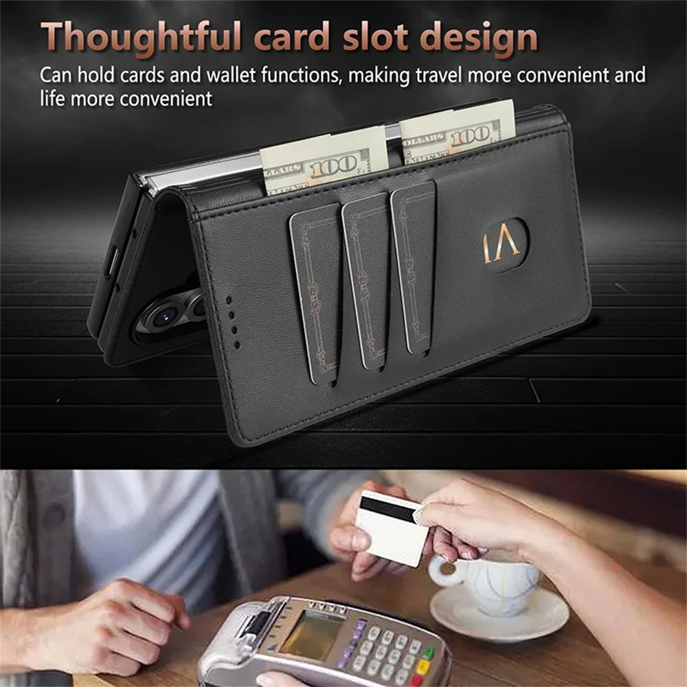 AZNS For Samsung Galaxy Z Fold7 5G Case PU Leather Wallet Phone Cover - Black - Image 5
