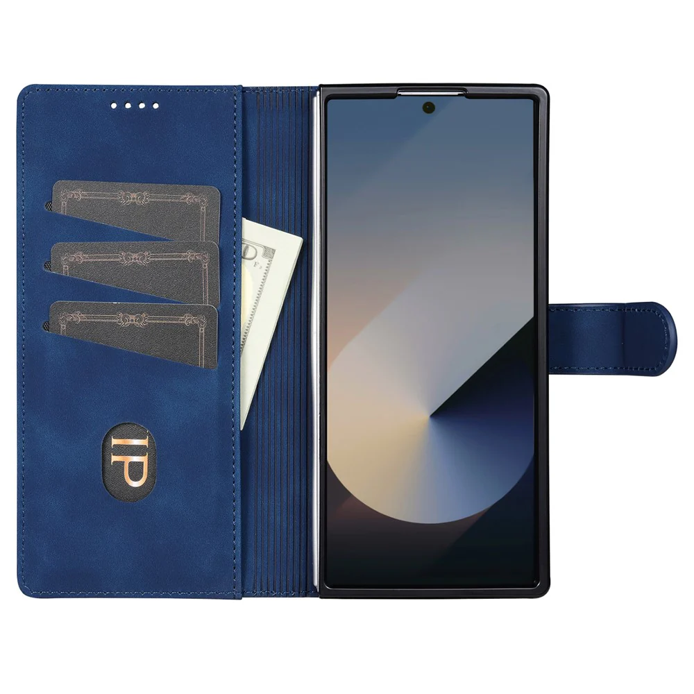AZNS For Samsung Galaxy Z Fold7 5G Case PU Leather Wallet Phone Cover - Blue - Image 2