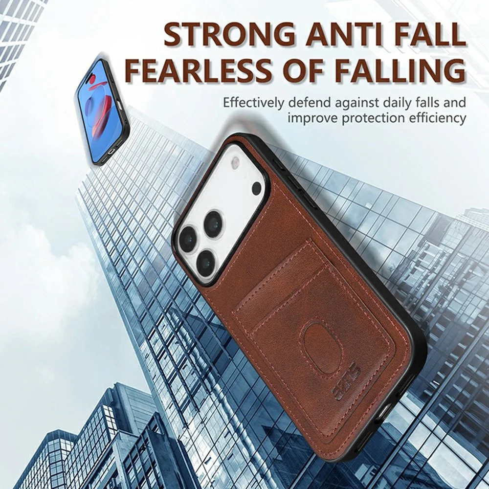 AZNS K1 Series For iPhone 17 Pro Max Case Calf Texture Anti-Drop PU + TPU Phone Cover - Brown - Image 6