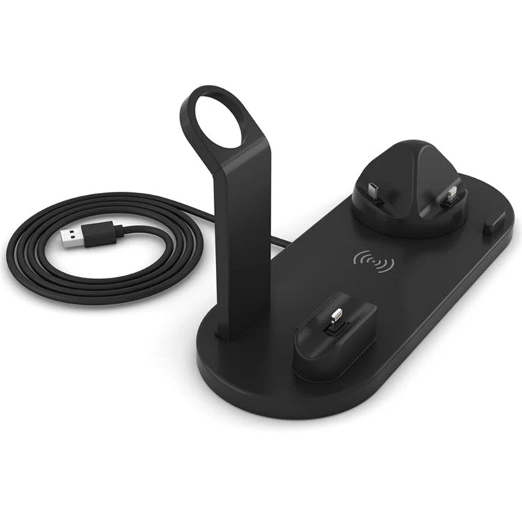 B-07 3-in-1 15W Wireless Charger Multi-function Charging Station Portable Charging Stand with 110cm Cable for iPhone Series/AirPods/iWatch - Black - Image 2